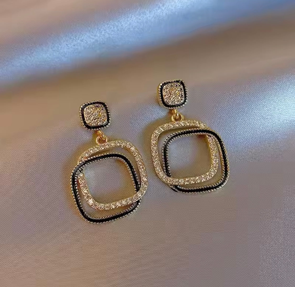 Silver Needle Square Crystal Stud Earrings, Versatile High End Stud Earrings, Ladies Personality Square Earrings Silver Needle Square Crystal Stud Earrings, Versatile High End Stud Earrings, Ladies Personality Square Earrings